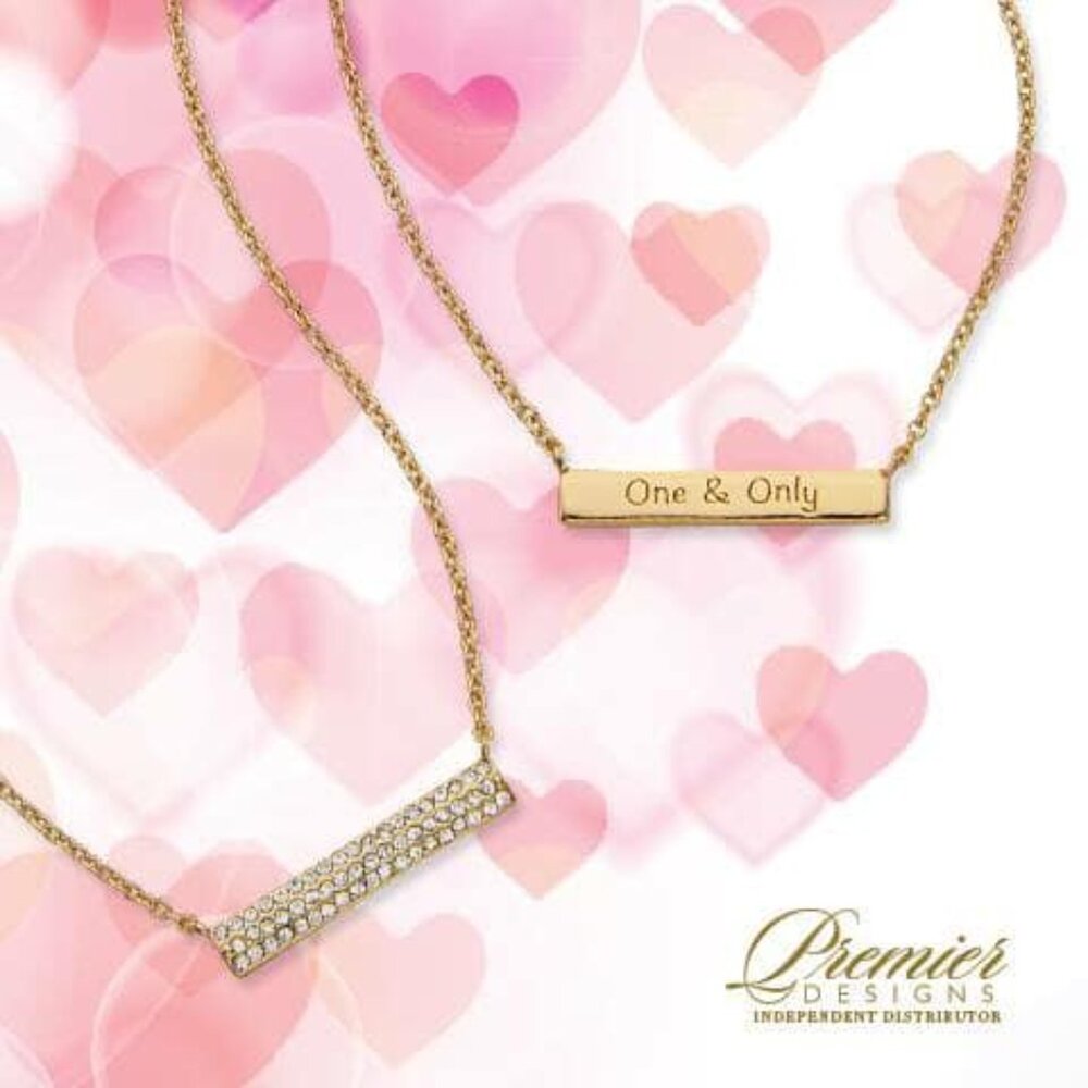 Premier Designs "One & Only" NWOT Gold Bar & Crystals Necklace